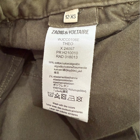 Zadig & Voltaire Olive Green Pants with Black Logo size 12 - Picture 5 of 7